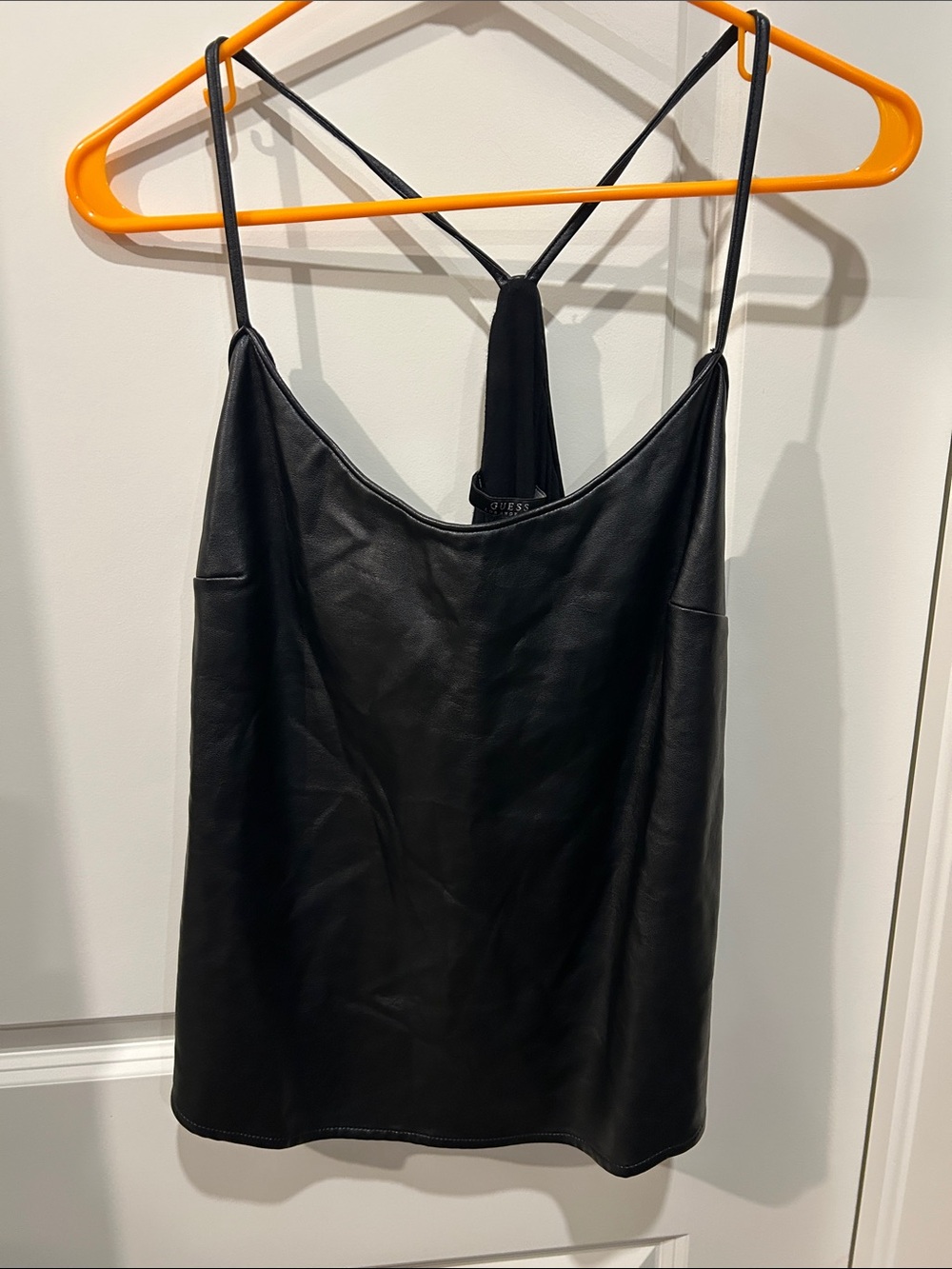 Guess Black Faux Leather Racerback Cami